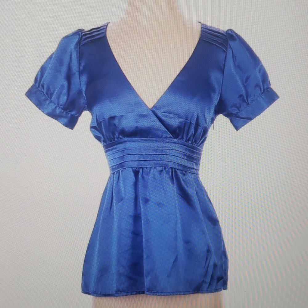 Blue Short Sleeve Blouse